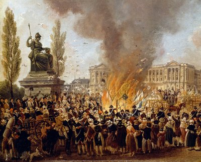 The Celebration of Unity, Destroying the Emblems of Monarchy, Place de la Concorde by Pierre Antoine Demachy