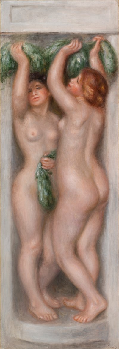 Caryatids; also called Two Bathers (decorative panel) by Pierre-Auguste Renoir