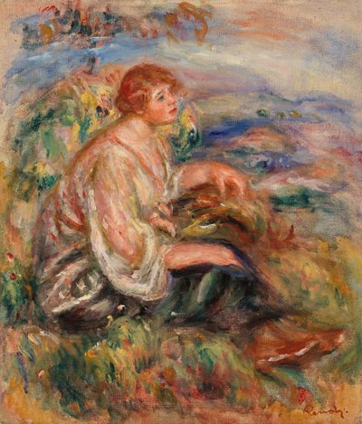 Woman in Tulle Blouse and Black Skirt by Pierre-Auguste Renoir