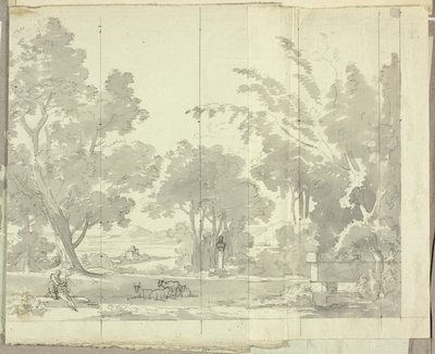 Fantasy Landscape with Ruins and Figures by Pierre Antoine Mongin