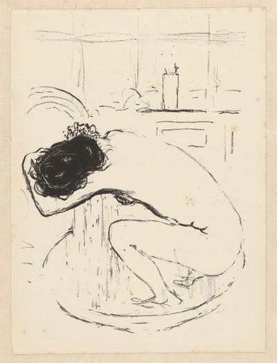 Naked Woman Squatting in a Tub and Washing Herself by Pierre Bonnard
