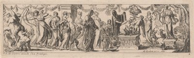 Female Satyr with Children on an Altar by Pierre Brebiette