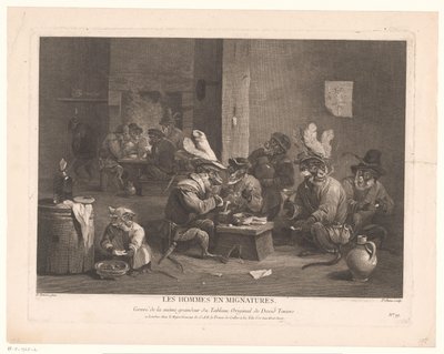Smoking and Drinking Monkeys in a Tavern by Pierre Chenu