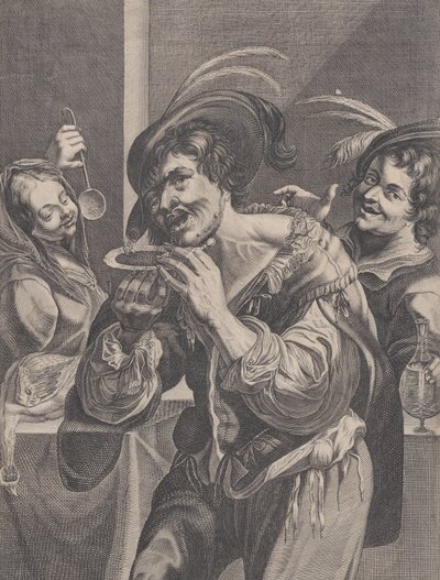 Man Drinking Soup While Two People Watch Him by Pierre Daret