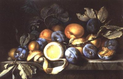 Still Life with Plums and a Peeled Lemon by Pierre Dupuis