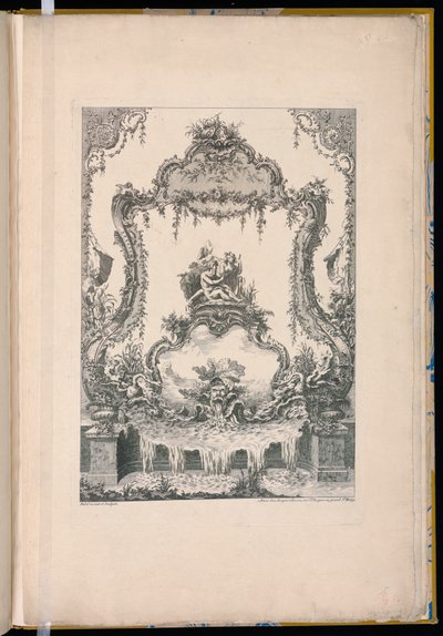 Ornament Panel with a Double Cartouche Showing a River God, a Nymph and a Fountain by Pierre Edme Babel
