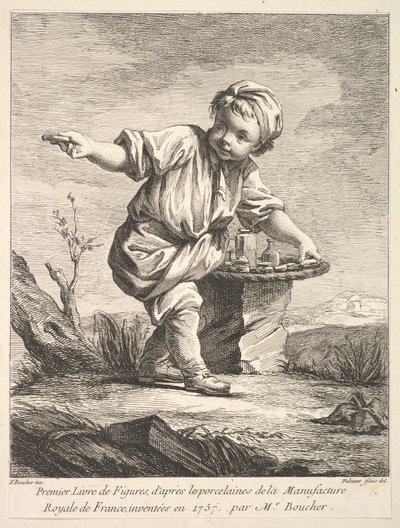 Frontispiece with Little Boy Holding a Basket, from Premier Livre de Figures d