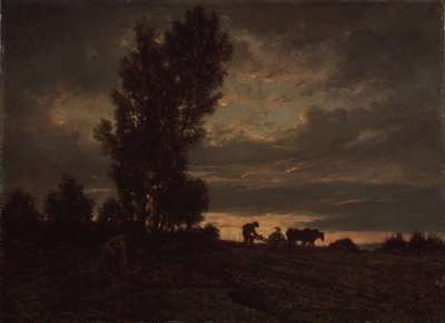 Landscape with a Plowman by Pierre Etienne Theodore Rousseau