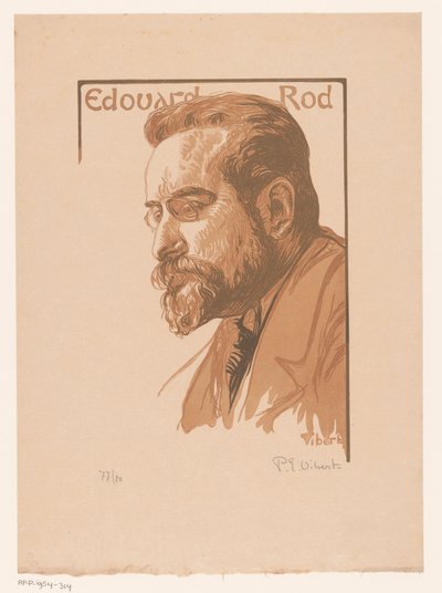 Portrait of Édouard Rod by Pierre Eugène Vibert (signed by artist)