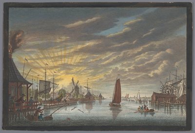 View of the Old Marina in Amsterdam, Seen Towards the Bulwark Leeuwenburg or Blauwhoofd by Pierre Fouquet