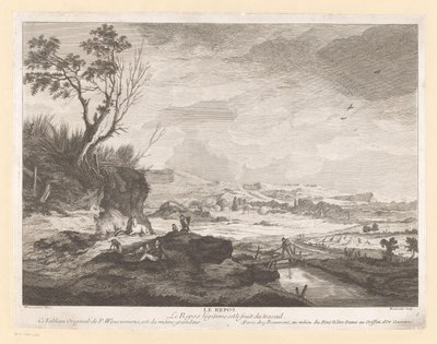 Landscape with Resting Figures by Pierre Francois Beaumont