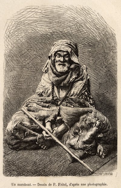 A Marabout (engraved after a drawing by Fritel, illustrating the journey to Tlemcen, Algeria, by E. de Lorral) by Pierre Fritel