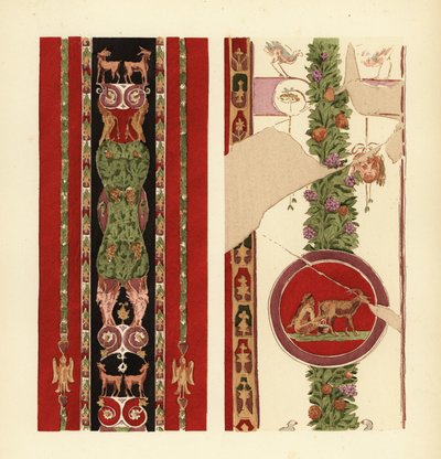 Decorative motifs on wall paintings in Herculaneum, Third Pompeian Style by Pierre Gusman