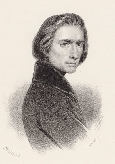 Portrait of the Composer Franz Liszt by Pierre Hippolyte Aumont