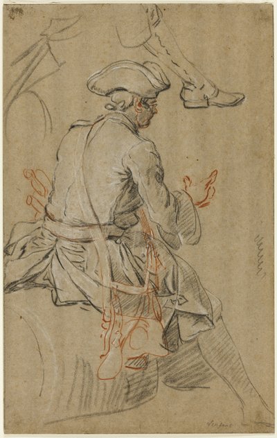 Sketch of Man on Horseback, with Separate Sketch of his Right Foot by Pierre Lenfant