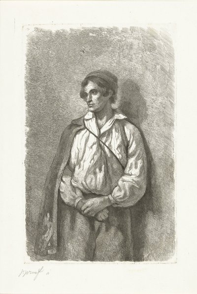Portrait of an Unknown Young Man with Cap and Cape by Pierre Louis Dubourcq