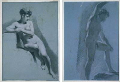 Study of a Nude Woman, Seated Looking to the Right (recto) Study of a Male Nude (verso) by Pierre Paul Prud