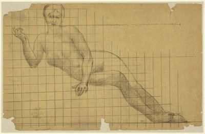 Reclining Female Nude, Study in Reverse for Figure in Hemicycle of the Sorbonne: Letters, Science, and Arts, Sorbonne, Paris by Pierre Puvis de Chavannes
