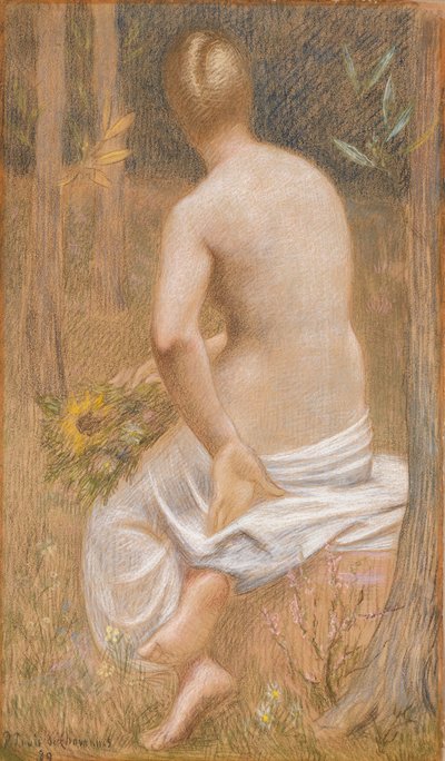 Seated Female Figure Seen from Behind by Pierre Puvis de Chavannes