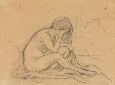 Study of a Female Nude (possibly for an unrealized allegorical painting) (recto) by Pierre Puvis de Chavannes