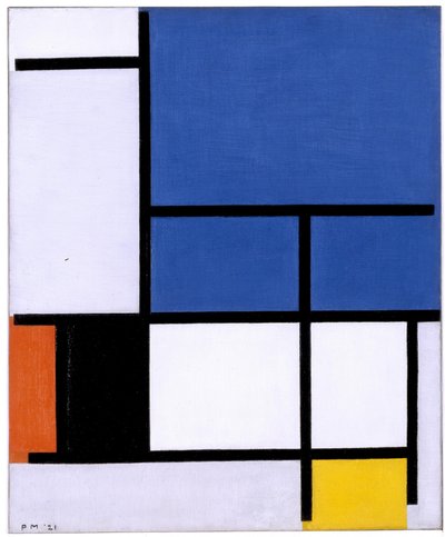 Composition with Large Blue Plane, Red, Black, Yellow, and Gray by Piet Mondrian