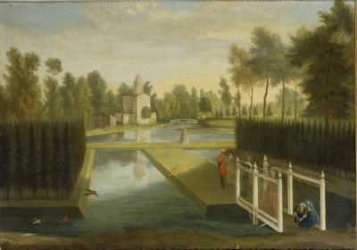 View towards the rear of the Bagnio from south of the upper river, Chiswick House by Pieter Andreas Rysbrack