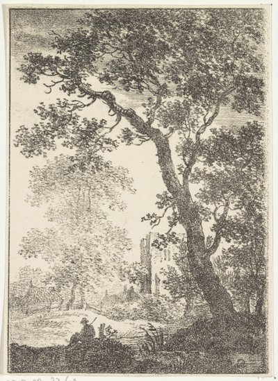 Landscape with Ruin and Seated Figure by Pieter Bartholomeusz. Barbiers