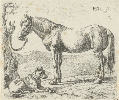 Horse and Dog in a Meadow by Pieter Bodding van Laer