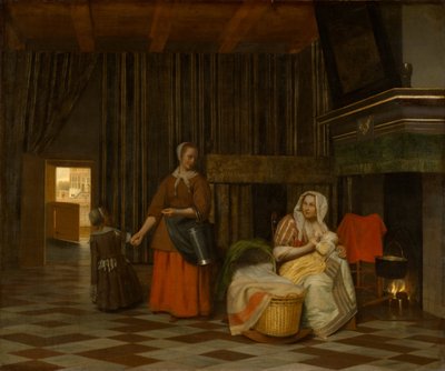Woman and Child with Serving Maid by Pieter Hooch de