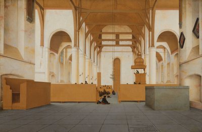 Interior of the Sint-Odulphuskerk in Assendelft (detail) by Pieter Jansz Saenredam