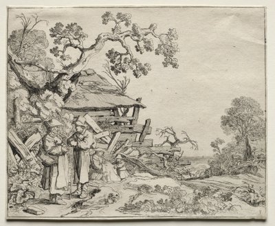Landscape with Two Peasants Conversing by Pieter Molyn