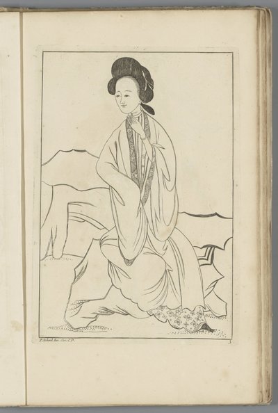 Chinese Woman with Her Right Hand in the Sleeve of Her Kimono from Chinese Women, Flowers, and Birds by Pieter Schenk (II) (possibly)