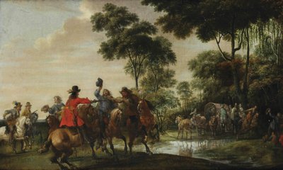 Highwaymen Raiding a Tilt Car by a Forest Stream by Pieter Snayers