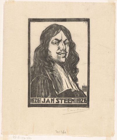 Portrait of Jan Steen by Pieter Willem van Baarsel (signed by artist)