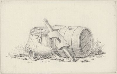 Still Life with Barrels, a Yoke, and a Jug by Pieter de Goeje