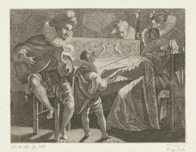 Music-making company by torchlight, ca. 1600 by Pieter de Jode (I)