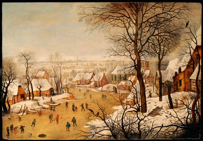 A Winter Landscape with Skaters and a Bird Trap by Pieter Brueghel the Younger
