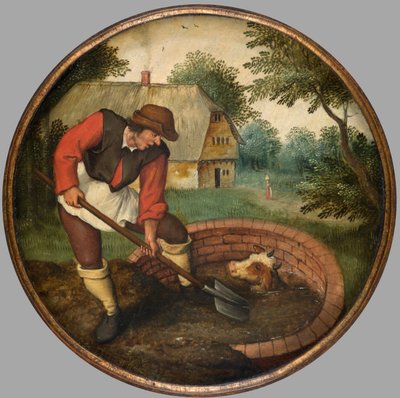 It is too Late to Fill in the Well After the Calf has Drowned, c.1594 by Pieter the Younger Brueghel