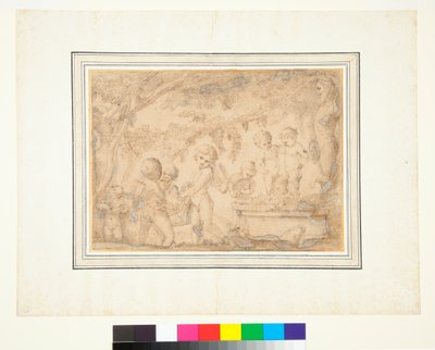 Putti and Infant Satyrs Pressing Grapes by Pietro Testa