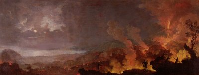 Vesuvius Erupting at Night with Sightseers in the Foreground by Pietro Antoniani