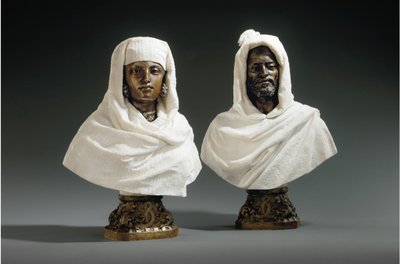 Busts of a Sheikh and a Sheikha by Pietro Calvi