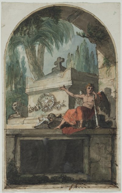 Design for a Fresco of the Tomb of Vincenzo Martinelli (1737-1807) in the Certosa of Bologna by Pietro Fancelli
