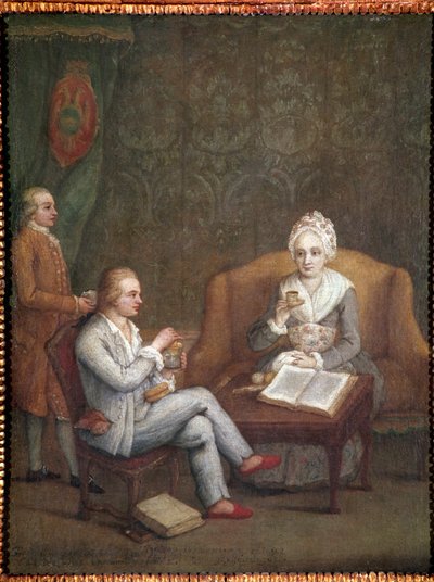 Portrait of Adriana Giustinian with Her Son Gerolamo Ascanio Taking Hot Chocolate by Pietro Longhi