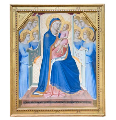 Madonna and Child enthroned with eight angels by Pietro Lorenzetti