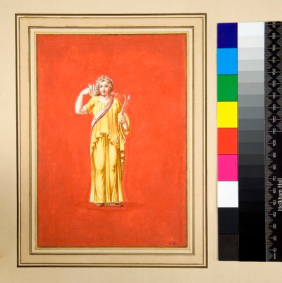 Female figure in yellow, bow and arrow in right hand by Pietro Santi Bartoli