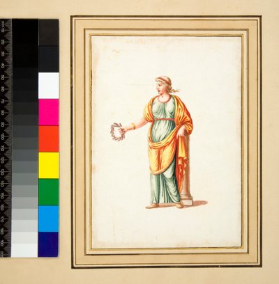 Female figure turned to spectator
