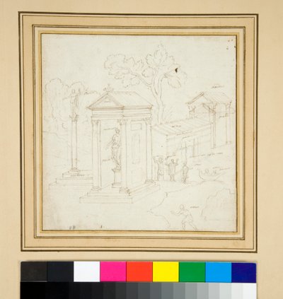 Landscape painting with architecture by Pietro Santi Bartoli