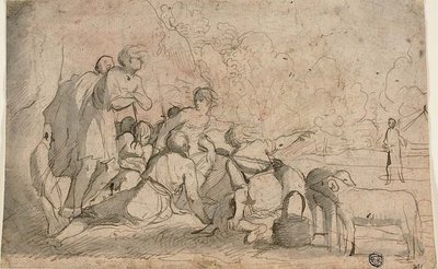 Group of Shepherds and a Ram by Pietro Testa