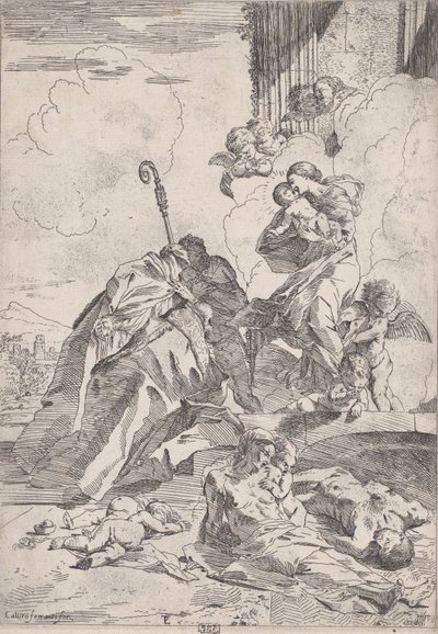 Three Lucchese saints interceding with the Virgin for the victims of the plague, ca. 1630-31 by Pietro Testa