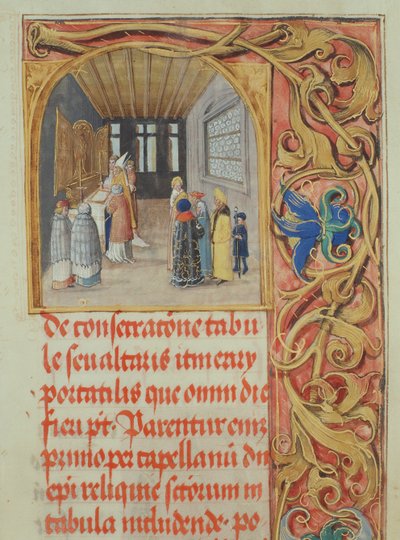 Altar Consecration by the Bishop with the Assistance of Canons and Secular Founders from the Pontifical of Bishop Erasmus Ciolek, c.1510 by Polish School